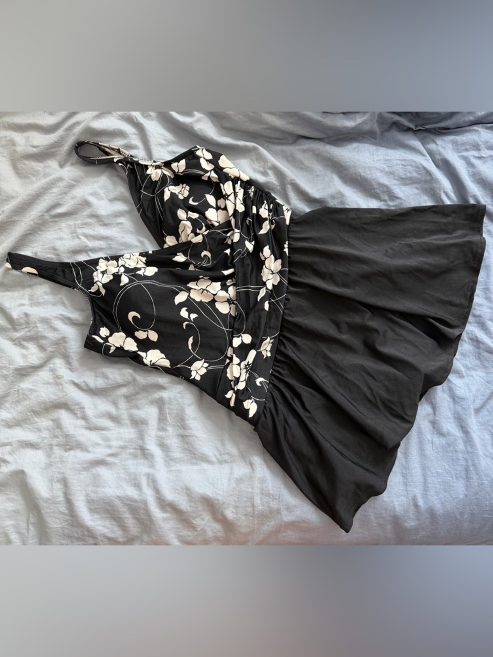 Miraclesuit Black and White Floral Tank Swim Dress